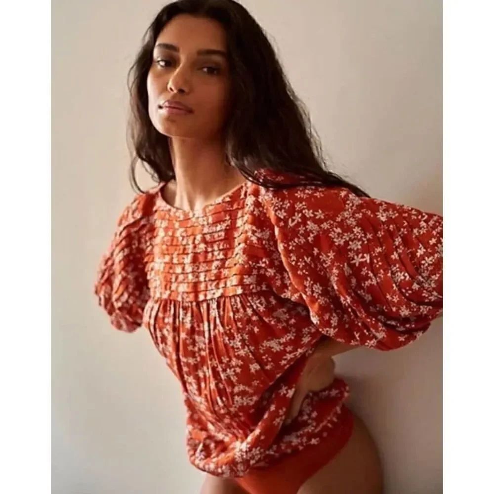Intimately Free People Dessa Rust Pleated Bodysuit NWT Size Medium